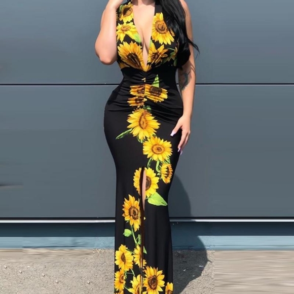 CBR Dresses & Skirts - CBR, Sunflower Slit Sleeveless Slit Dress, Size S. NEW